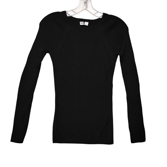 Uniqlo U Collection Wool Sweater Top Size Small Black Long Sleeve Ribbed Knit - Picture 4 of 8